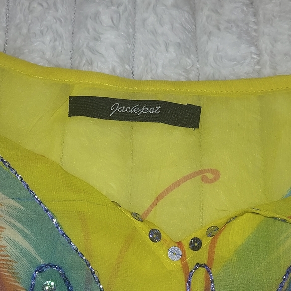 4/$18 Butterfly Print Yellow Swim Coverup - Picture 3 of 5